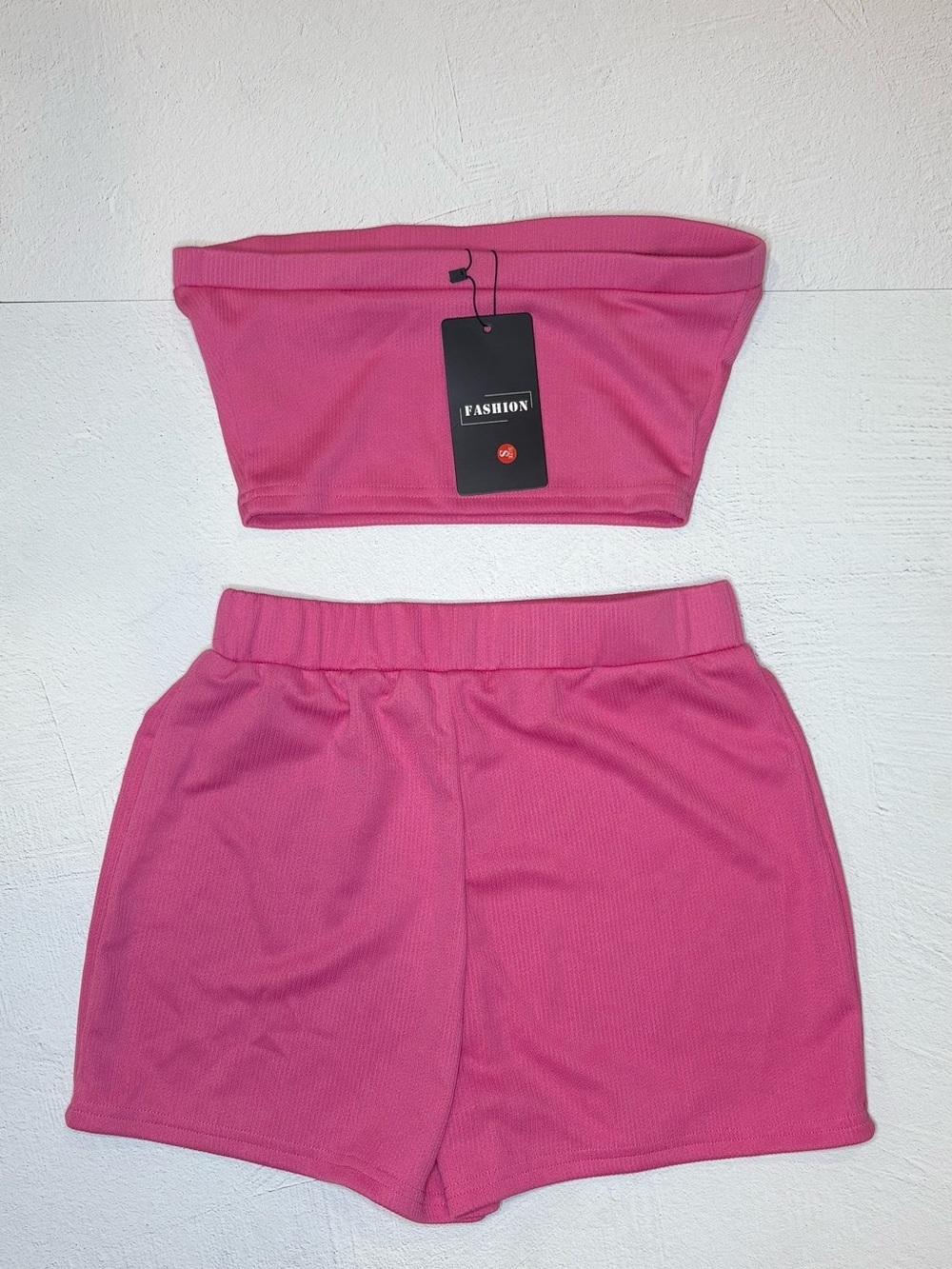 Pink Cropped Tube Top and Shorts Set, Size Small NWT - Picture 2 of 5